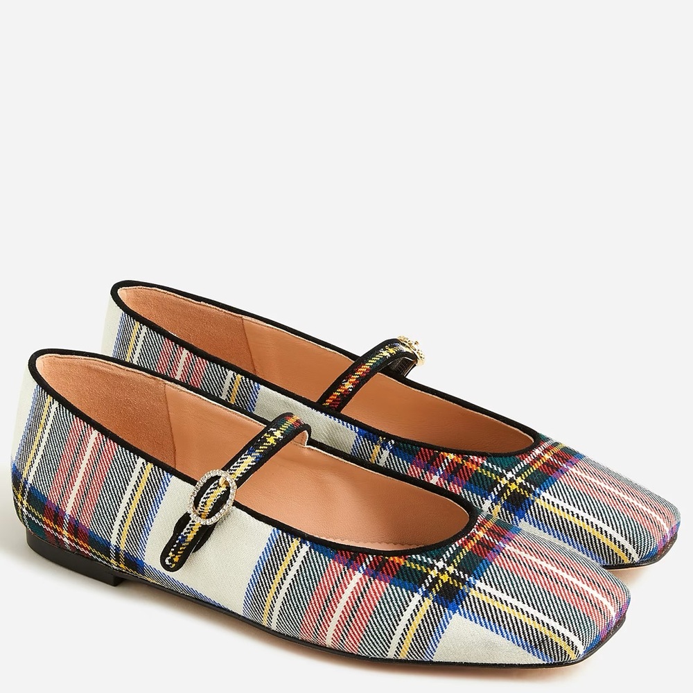 J Crew Anya Plaid Tartan Mary Jane Flats